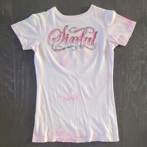 Sinful Light Pink Tee Wirh Foil Accents